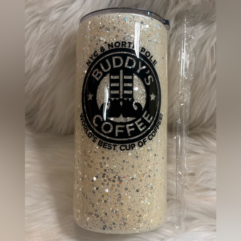 Buddy's Coffee Glitter Insulated Tumbler 20 oz Wide